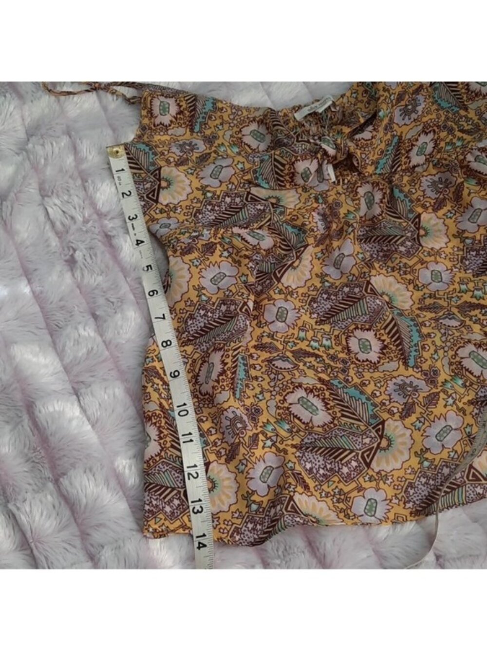 Ella Moss NWT Yellow Brown Blue Floral Print Adjustable Spaghetti Strap Top S - Picture 6 of 11